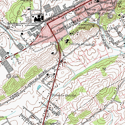 Topographic Map of Greeneville Fire Department Station 2, TN
