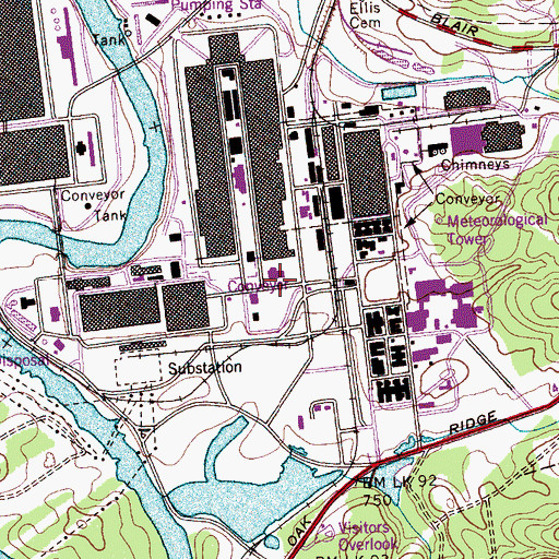 Topographic Map of Oak Ridge Fire Department Station 4, TN