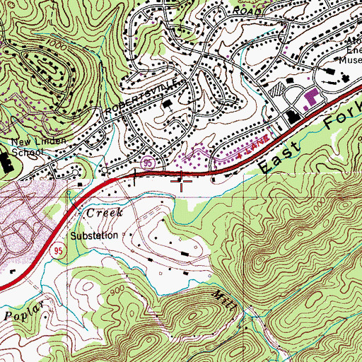 Topographic Map of Oak Ridge Fire Department Station 1, TN