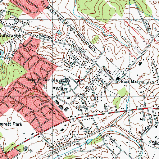 Topographic Map of Maryville Fire Department Station 2, TN