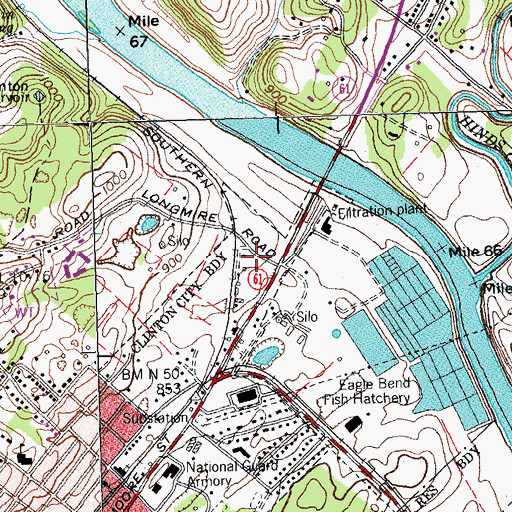 Topographic Map of Clinton Fire Department Station 1, TN