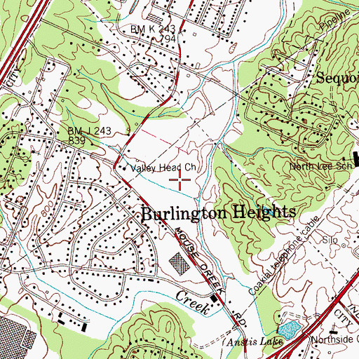 Topographic Map of Cleveland Fire Department Station 2, TN
