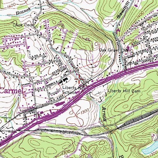 Topographic Map of Mount Carmel Fire Department, TN