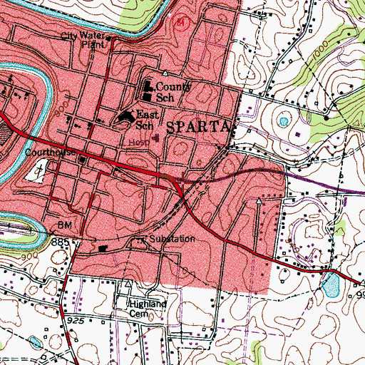 Topographic Map of Sparta Fire and Rescue Station 2, TN