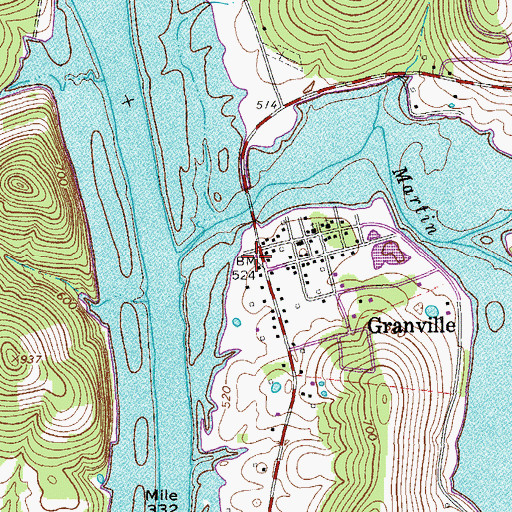 Topographic Map of Granville Volunteer Fire Department, TN