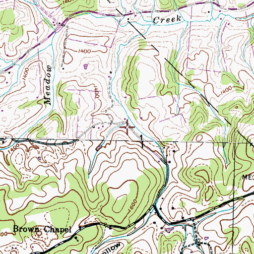 Topographic Map of Long Creek Volunteer Fire Department, TN