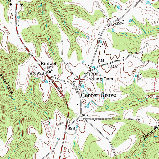 Topographic Map of South Side Volunteer Fire Department, TN