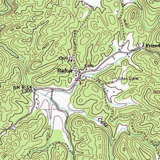 Topographic Map of Rafter Volunteer Fire Department, TN