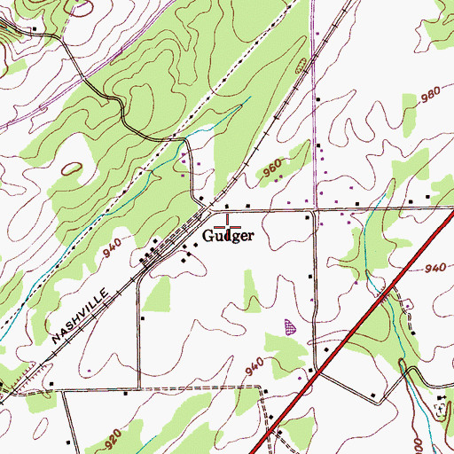 Topographic Map of Gudger Community Volunteer Fire Department, TN