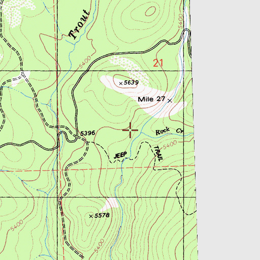 Topographic Map of Rock Creek, CA