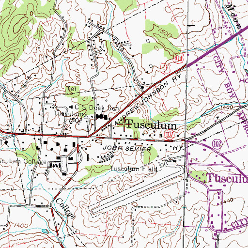 Topographic Map of Tusculum Volunteer Fire Department, TN
