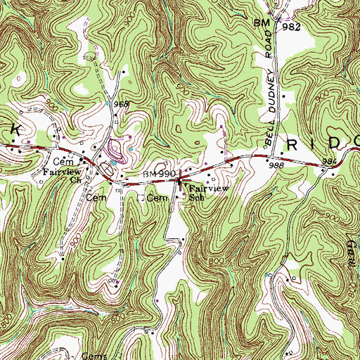 Topographic Map of Fairview Volunteer Fire Department, TN