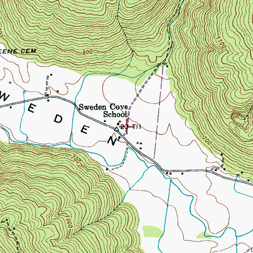 Topographic Map of Sweetens Cove Volunteer Fire Department, TN