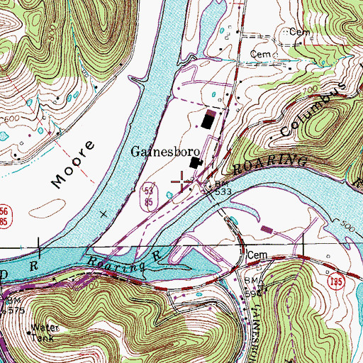 Topographic Map of Jackson County Central Volunteer Fire Department, TN