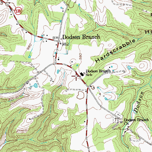 Topographic Map of Dodson Branch Volunteer Fire Department Station 2, TN