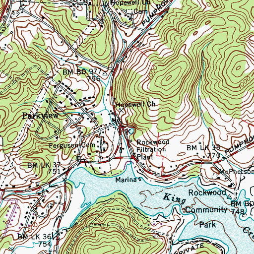 Topographic Map of West Roane County Volunteer Fire Department Station 1, TN