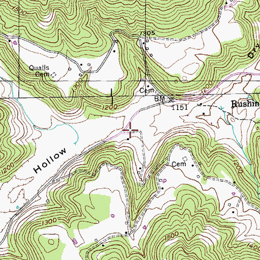 Topographic Map of Dry Hollow Volunteer Fire Department, TN