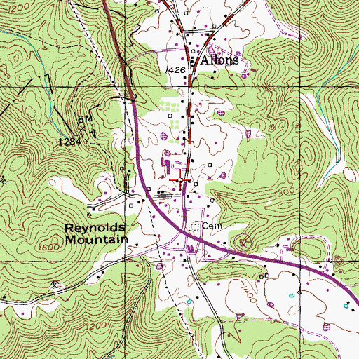 Topographic Map of Allons Volunteer Fire and Rescue, TN
