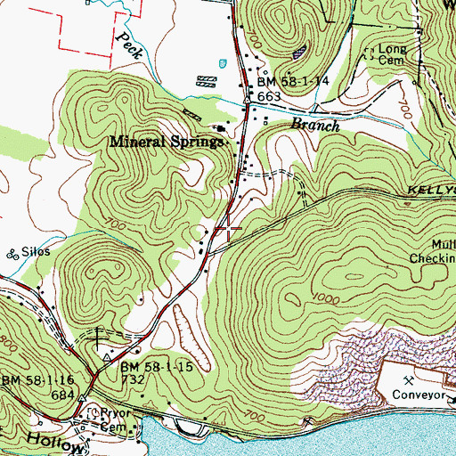 Topographic Map of Suck Creek Mountain Volunteer Fire Department, TN