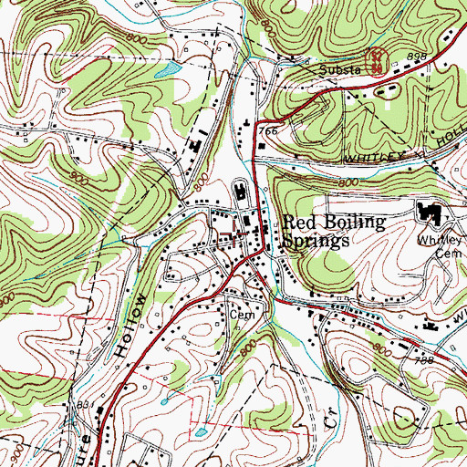 Topographic Map of Red Boiling Springs Fire Department, TN
