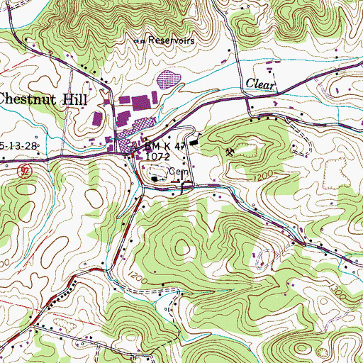 Topographic Map of Chestnut Hill Volunteer Fire Department, TN