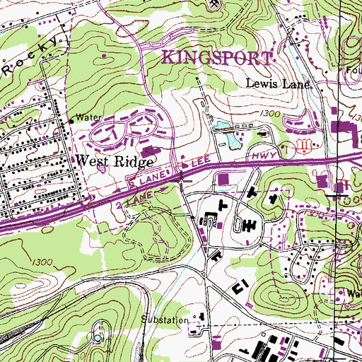 Topographic Map of Holston Army Ammunition Plant Fire Department, TN