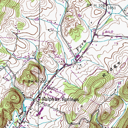 Topographic Map of Sulphur Springs Volunteer Fire Department, TN