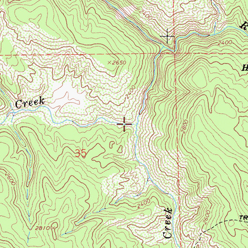 Topographic Map of Rock Creek, CA