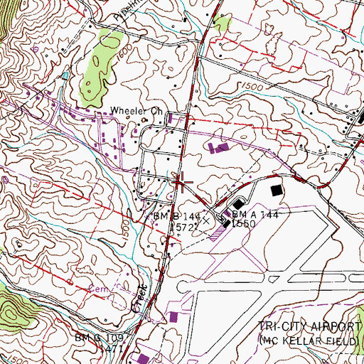 Topographic Map of Tri - Cities Regional Airport Public Safety Fire Department, TN