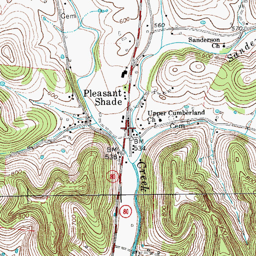 Topographic Map of Smith County Fire Department District 8, TN