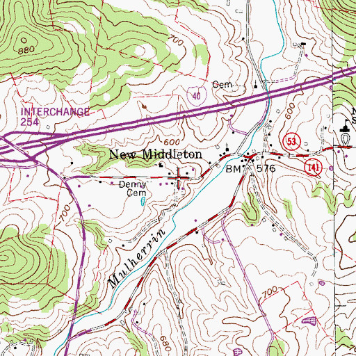 Topographic Map of Smith County Fire Department District 7, TN
