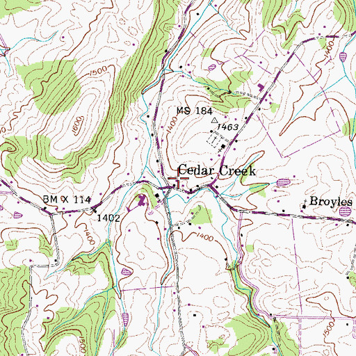 Topographic Map of Cedar Creek Volunteer Fire Department, TN