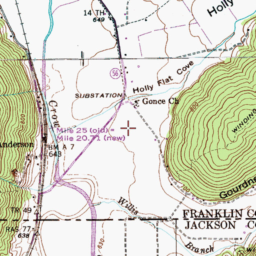 Topographic Map of Crow Creek Valley Volunteer Fire Department Station 2, TN