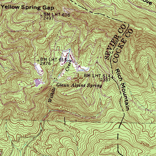 Topographic Map of English Mountain Volunteer Fire Department Station 2, TN