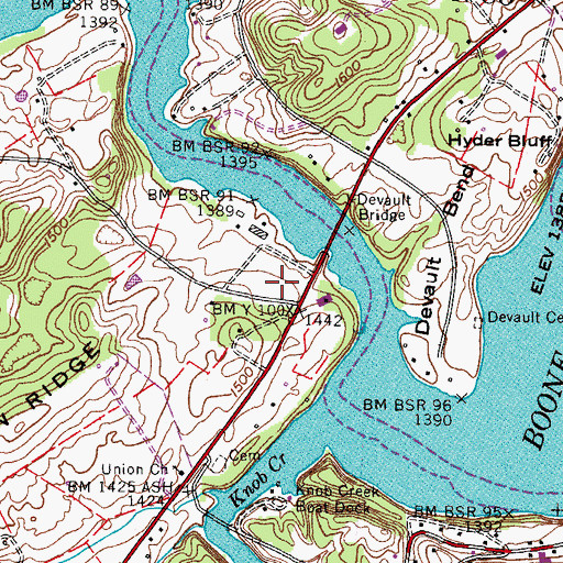 Topographic Map of Johnson City Fire Department Station 9, TN