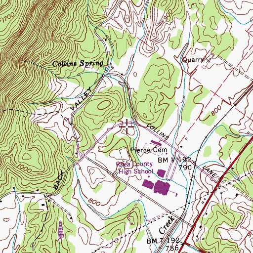 Topographic Map of Rhea County Fire Department Station 745 Evensville Fire District, TN