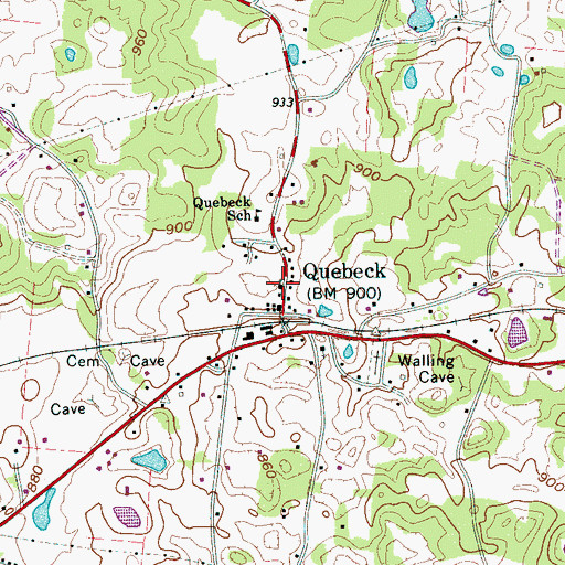 Topographic Map of District 3 Fire and Rescue Quebeck, TN
