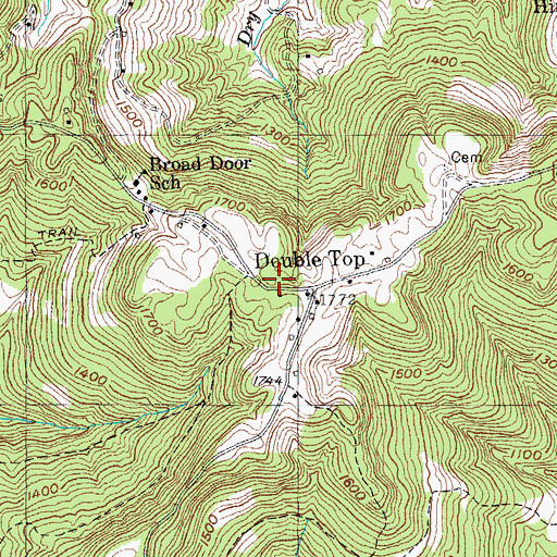 Topographic Map of Fentress County Volunteer Fire Department Station 10 Double Top, TN