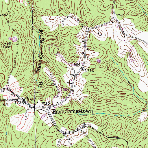 Topographic Map of Fentress County Volunteer Fire Department Station 5 East Jamestown, TN