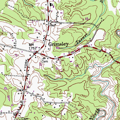 Topographic Map of Fentress County Volunteer Fire Department Station 3 Grimsley, TN
