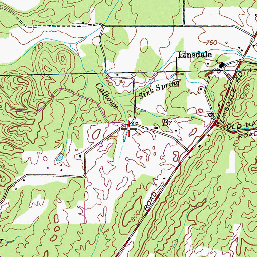 Topographic Map of West Polk County Fire and Rescue Station 7, TN