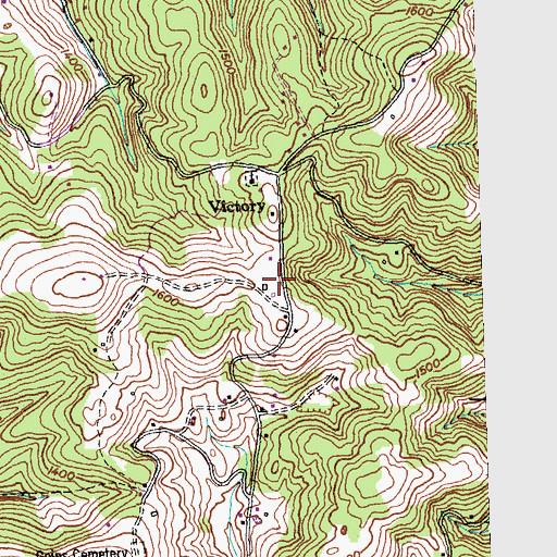 Topographic Map of Campbell County Rural Fire Service Station 4, TN