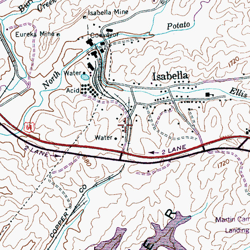 Topographic Map of East Polk County Fire and Rescue Station 6, TN