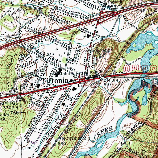 Topographic Map of Chattanooga Fire Department Station 20, TN
