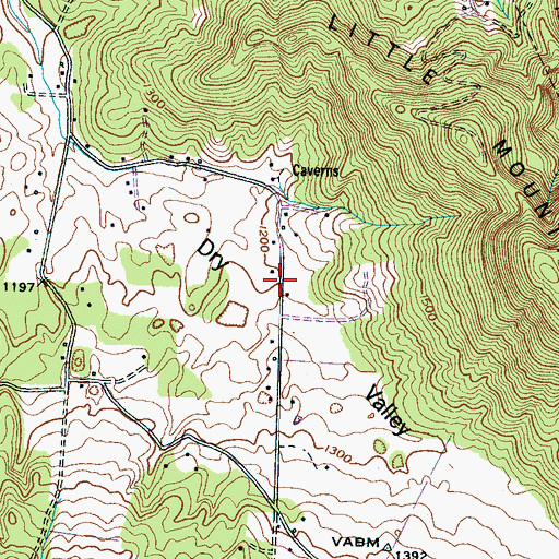 Topographic Map of Townsend Area Volunteer Fire Department Station 2, TN
