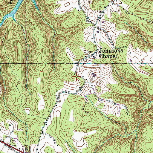 Topographic Map of Dekalb County Fire Department Station 68, TN