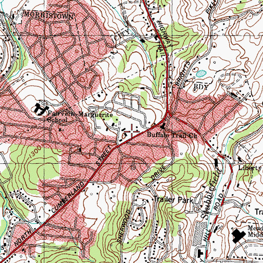 Topographic Map of Morristown Fire Department Station 2, TN