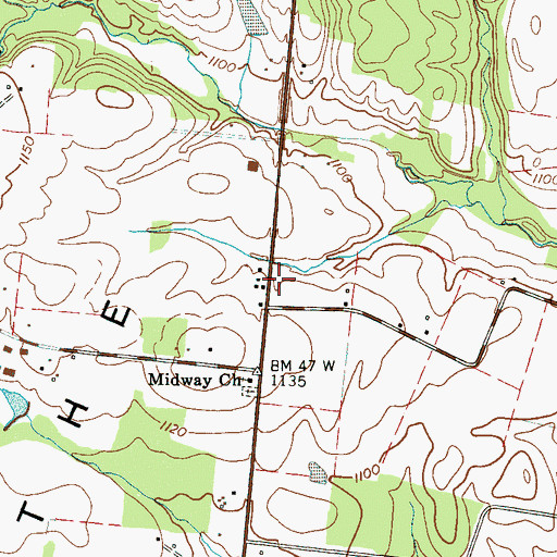 Topographic Map of Mid - Way Volunteer Fire Department, TN