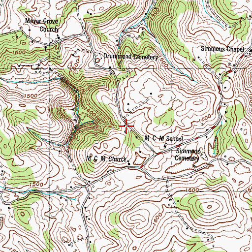 Topographic Map of South Claiborne Volunteer Fire Department Station 42, TN