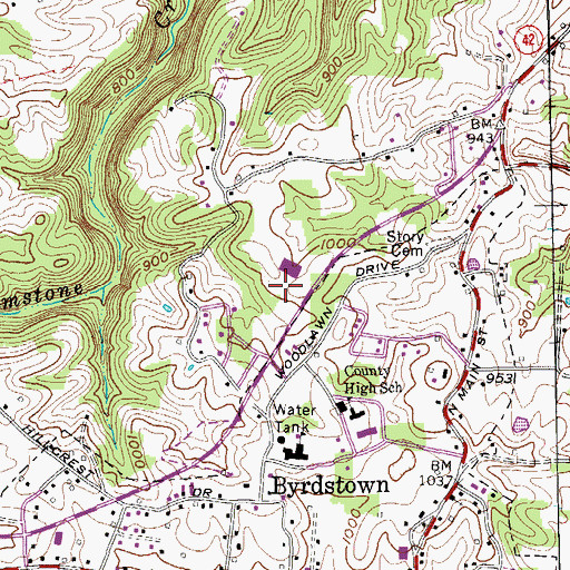 Topographic Map of Pickett County Ambulance Service, TN